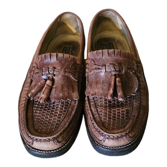 Florsheim Mens SZ 8D Loafers Shoes Tassel Slip-On Leather Brown - Picture 1 of 7